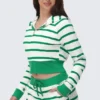 Stripe Bling-frottétröja med huva