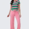 Striped broderad babypolo