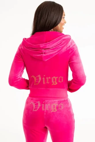 Virgo anpassningsbar Big Bling-huvtröja i velour
