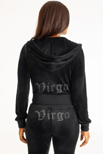 Virgo anpassningsbar Big Bling-huvtröja i velour