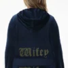 Wifey anpassningsbar velour-huvtröja med Big Bling-strassstenar