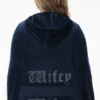 Wifey anpassningsbar velour-huvtröja med Big Bling-strassstenar